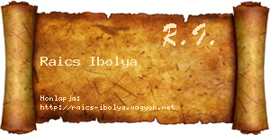 Raics Ibolya névjegykártya